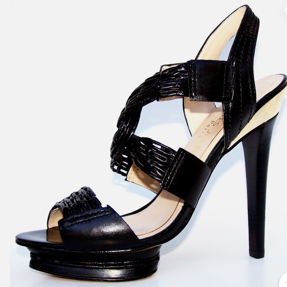 Charles Jourdan Black Leather heels size Stiletto pumps shoes